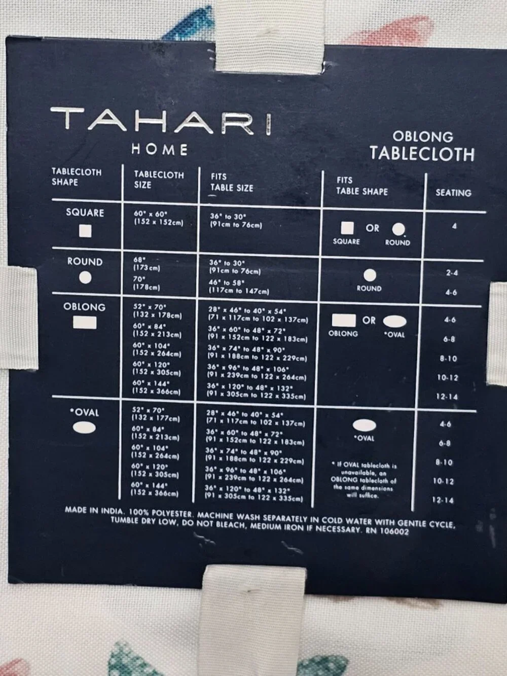 Tahari Home Oblong Coral Reef Tablecloth New Nautical 60”x84” Starfish Seashells